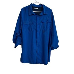 Columbia Men’s Omni Shade Button Down Shirt Blue Size XL Long Sleeve Outdoor